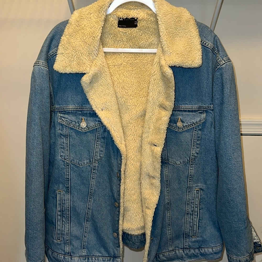 ASOS denim jacket with warm teddy inside. Sz 10. Never worn